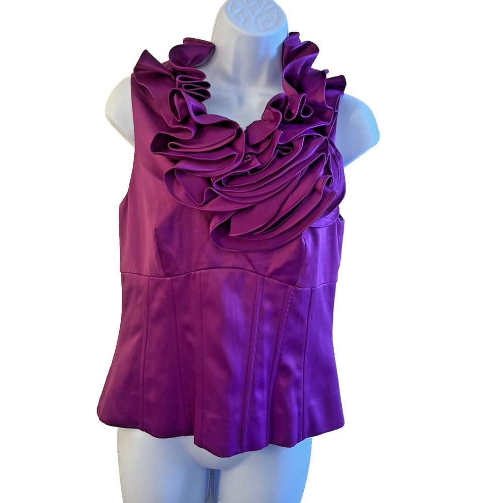 JS Collections Purple Ruffle Blouse - Picture 2 of 13